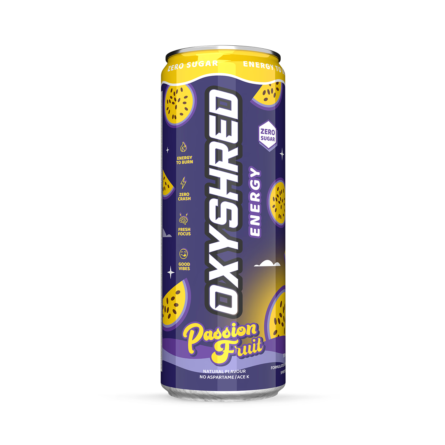 OxyShred energy drink Passionfruit RTD 355 ml, UK version