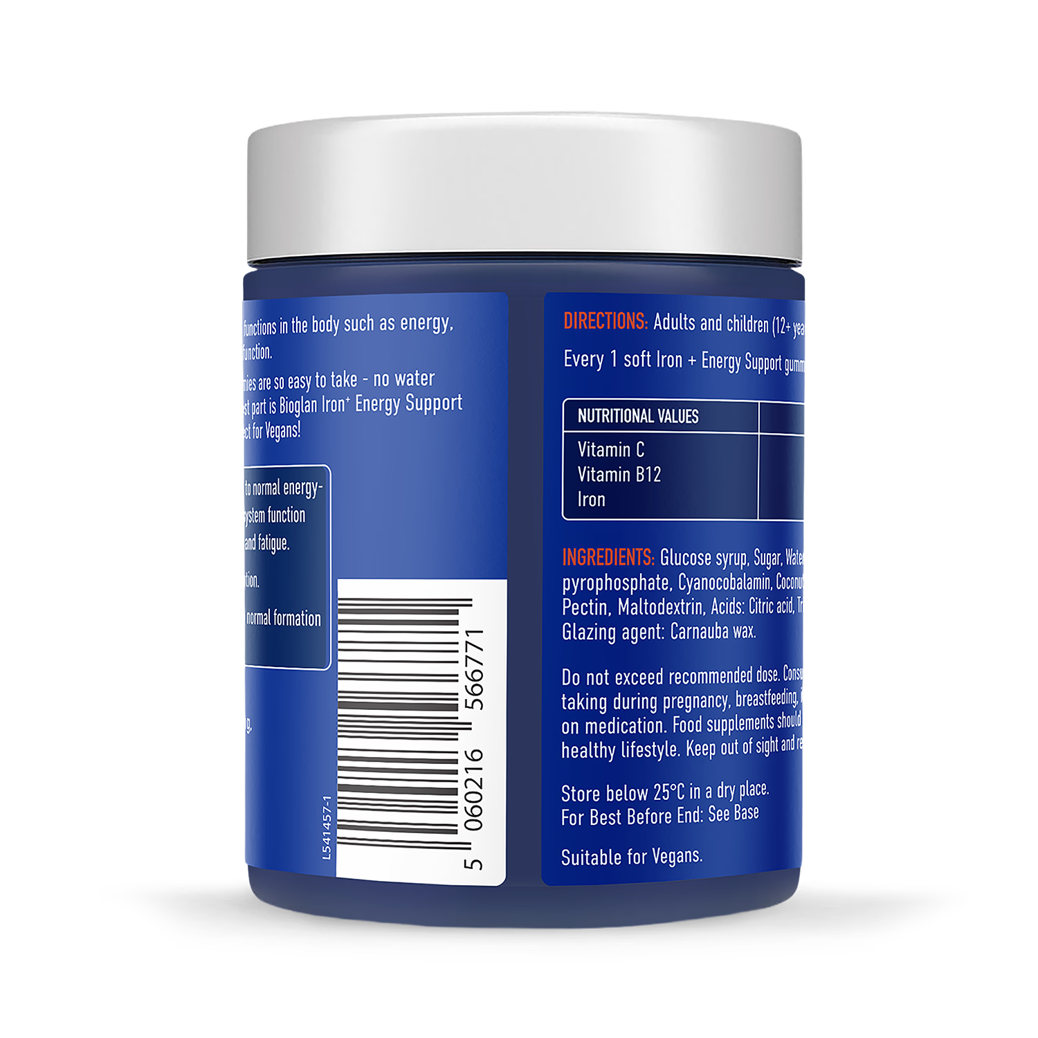 Bioglan iron and vitamin C gummies berry flavour 30 count (British brand)