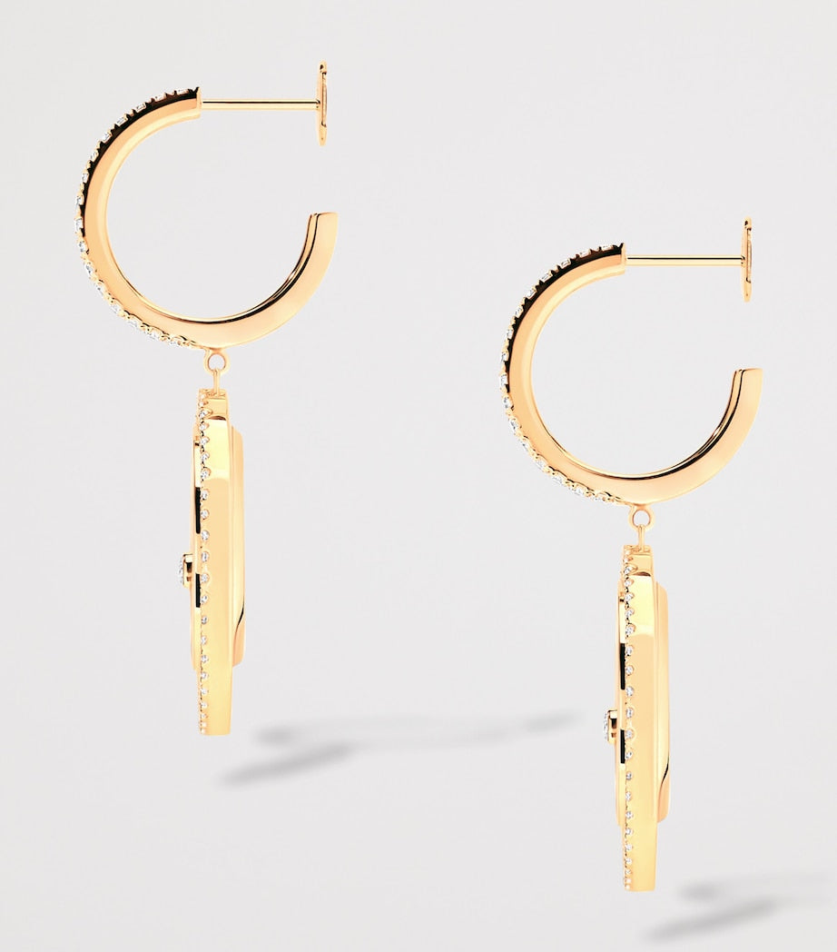Messika Lucky Move diamond malachite earrings, UK version