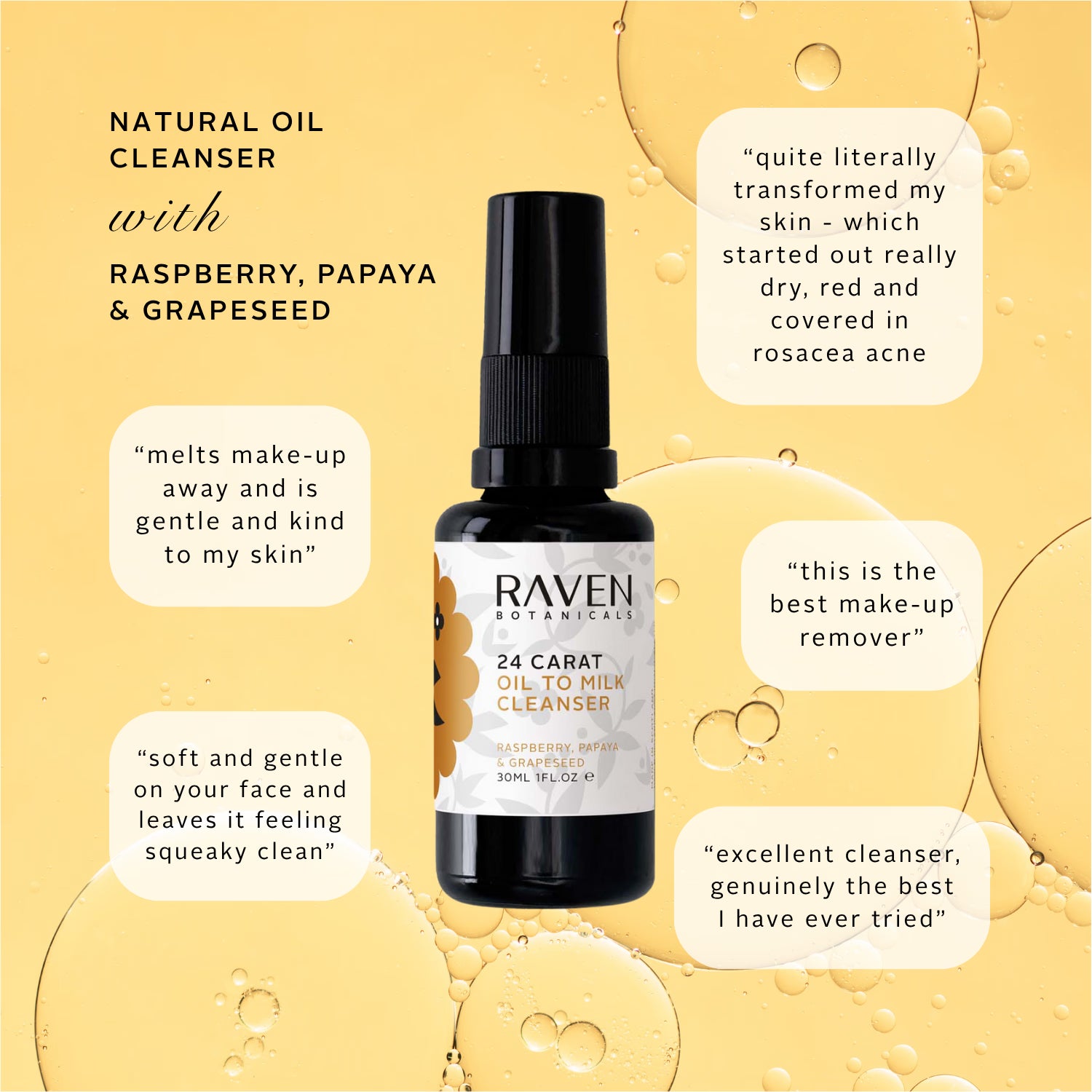Raven Botanicals 24 Carat Cleanser 30ml, UK version