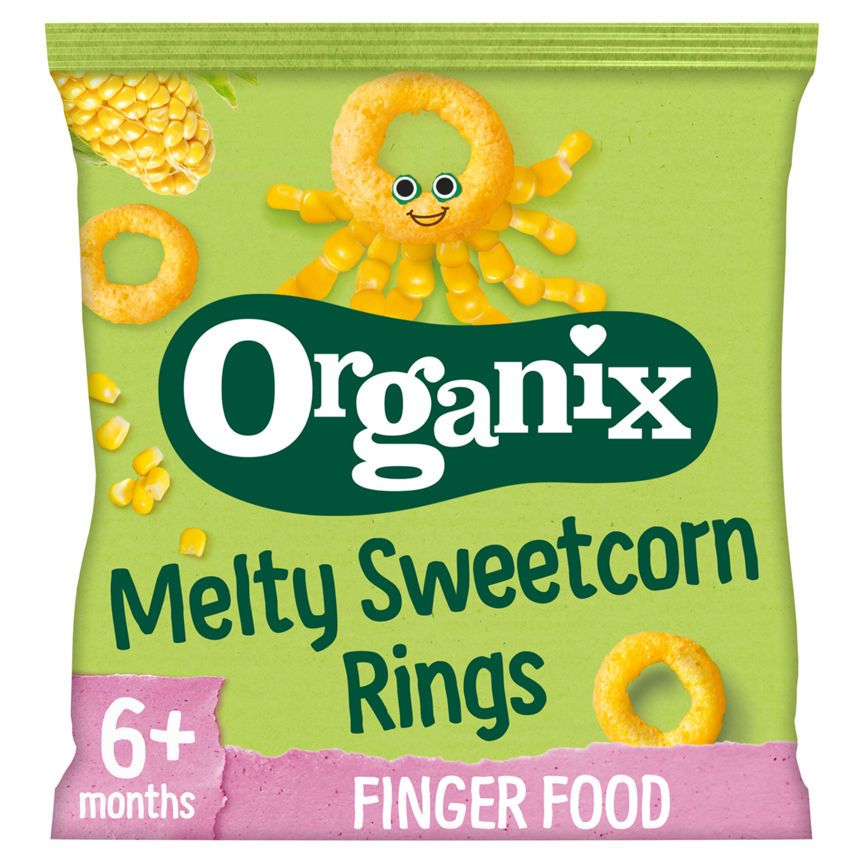 Organix Finger Foods Organic Sweetcorn Rings 7+ Months Baby Food ASDA   