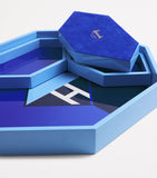 Harrods Lacquered Wood Geometric Tray 38cm x 42cm, UK version