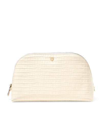 Aspinal of London Croc-Embossed Leather Classic Wash Bag