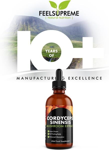 Feel Supreme Cordyceps mushroom liquid extract 60ml, imported from the UK