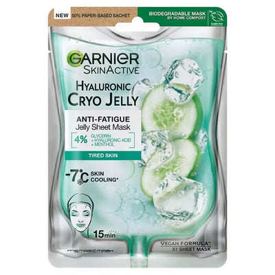 Superdrug Garnier AntiFatigue Hyaluronic Acid & Cucumber Jelly Face Mask- Buy online at McGrocer