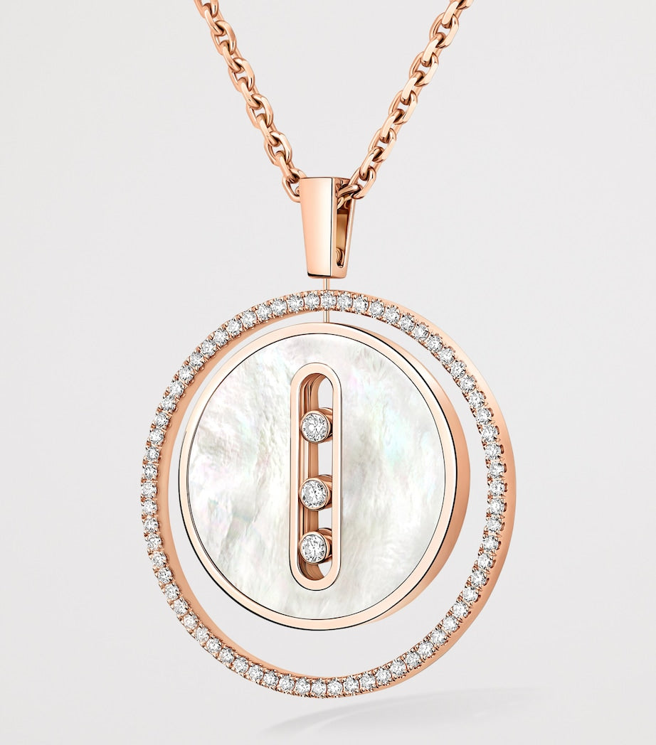 Messika Lucky Move rose gold diamond mother-of-pearl necklace, imported from the UK