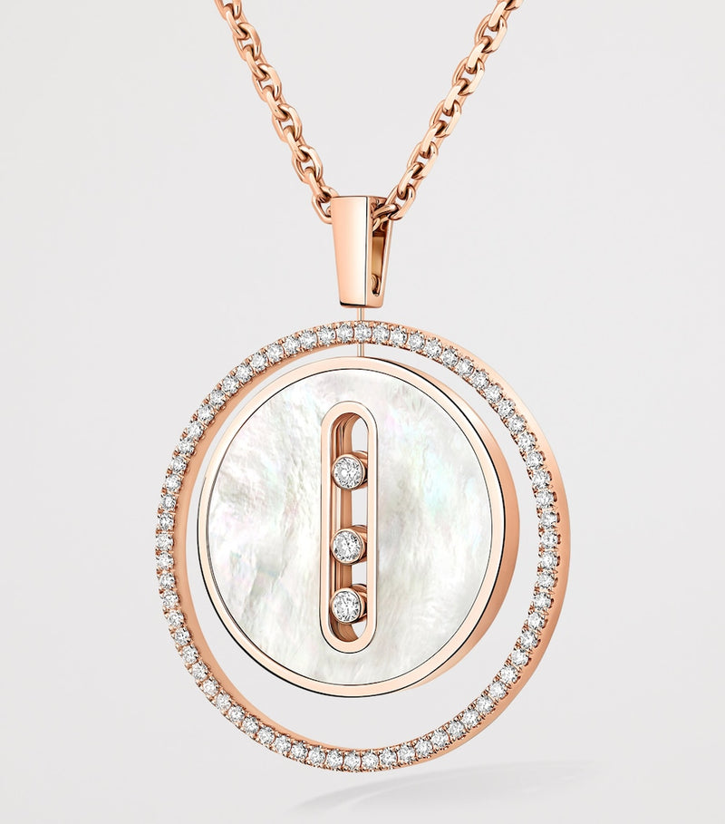 Messika Lucky Move rose gold diamond mother-of-pearl necklace, imported from the UK