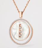 Messika Lucky Move rose gold diamond mother-of-pearl necklace, imported from the UK
