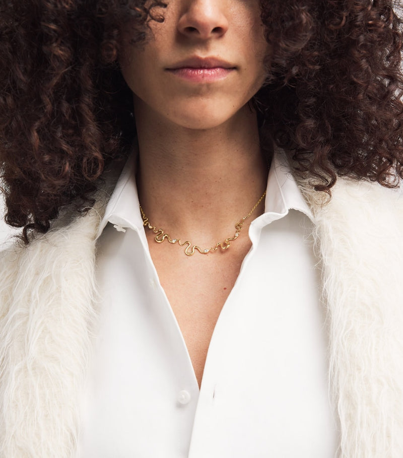 L'Atelier Nawbar Boa necklace in yellow gold with diamonds, UK version