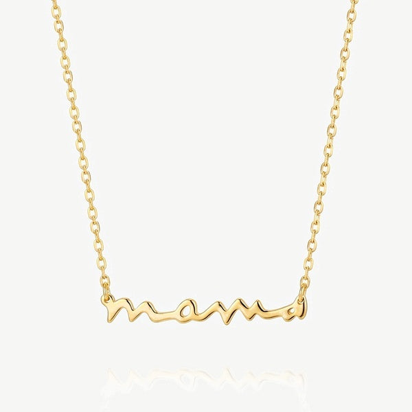 MUCHV Mama Script Necklace 18k Gold, UK version