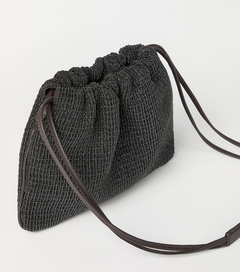 Brunello Cucinelli embellished drawstring cross-body bag, imported from the UK