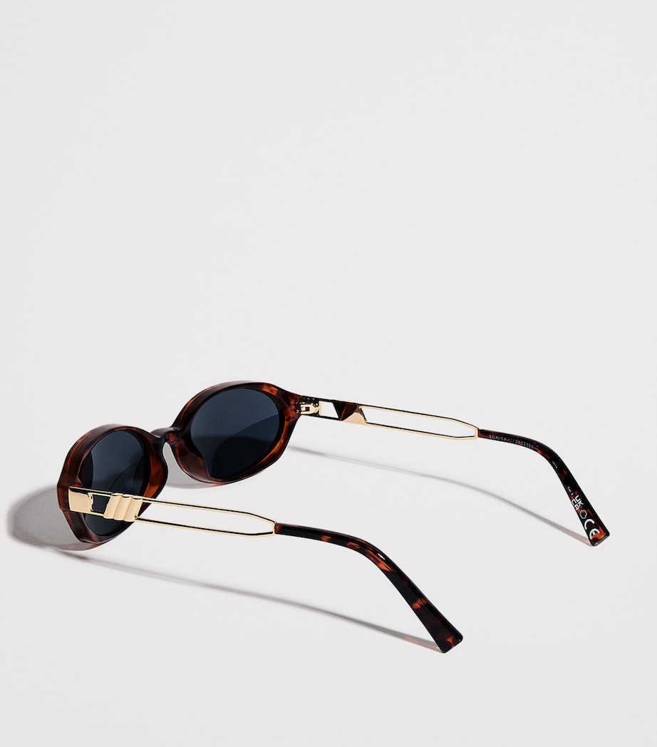 Le Specs Lunita ovale Sonnenbrille dunkles Schildpatt - Britisches Produkt