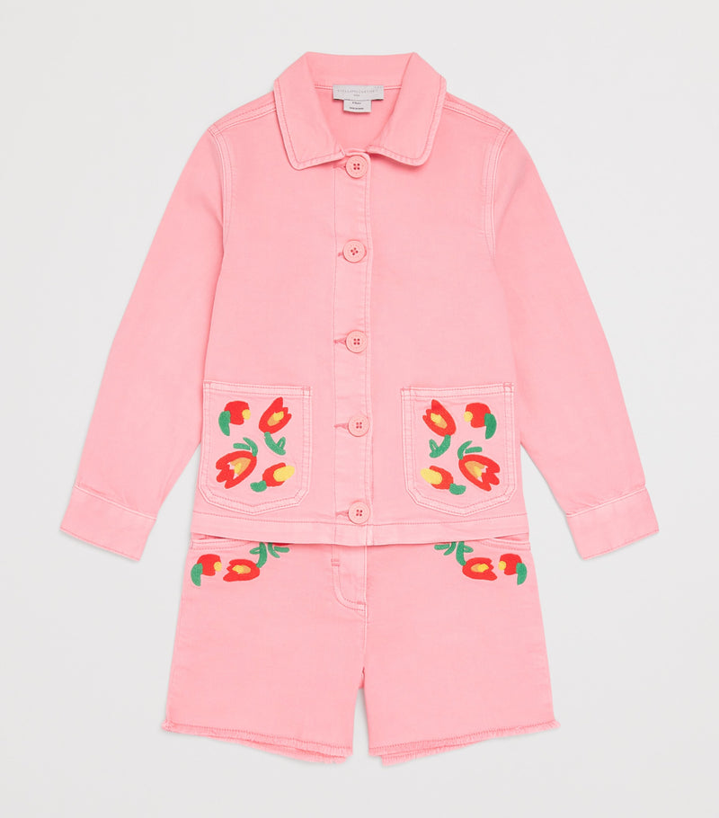 Stella McCartney Kids embroidered denim shorts for ages 3-14 years (British brand)