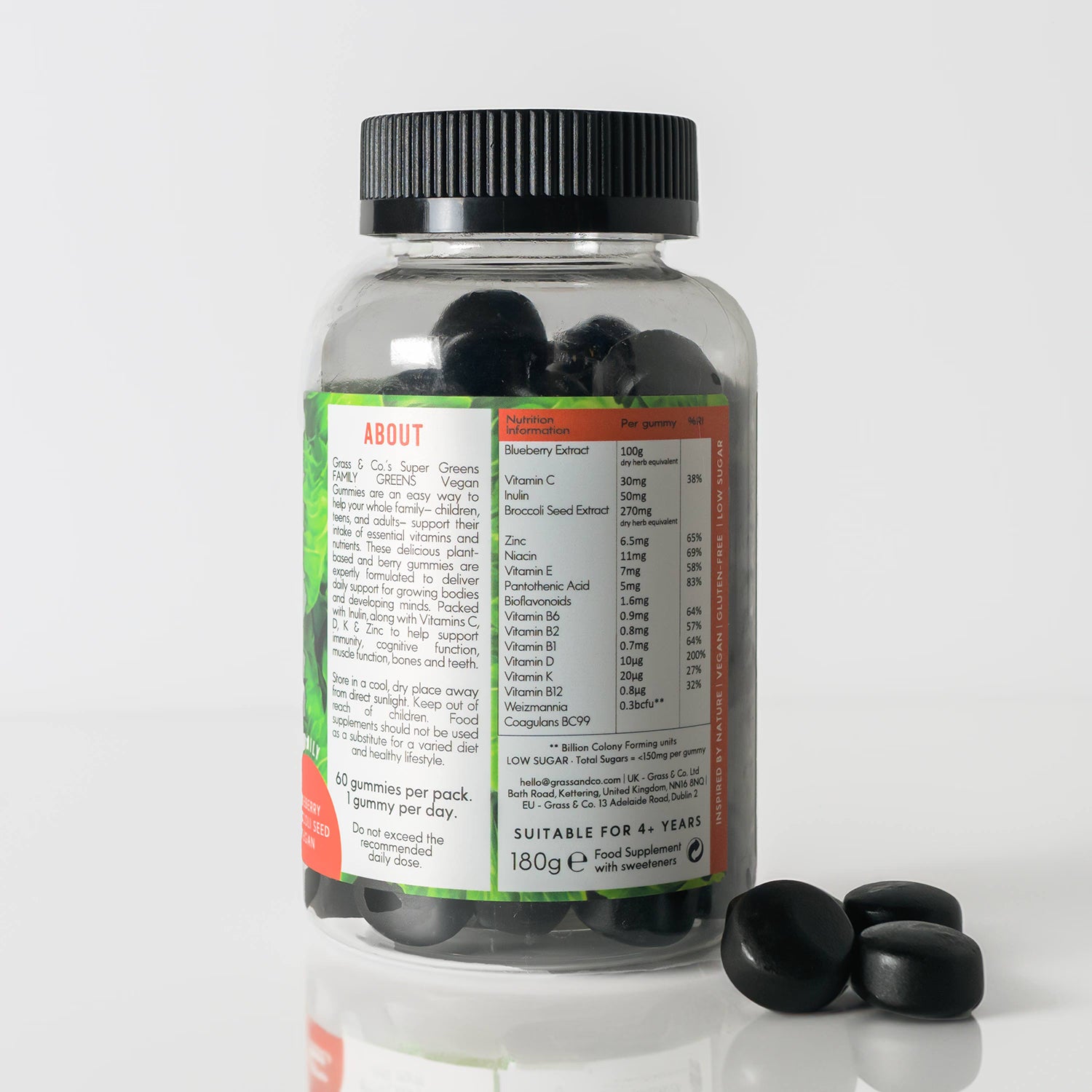 Grass & Co. Super Greens gummies 60 pack (British brand)