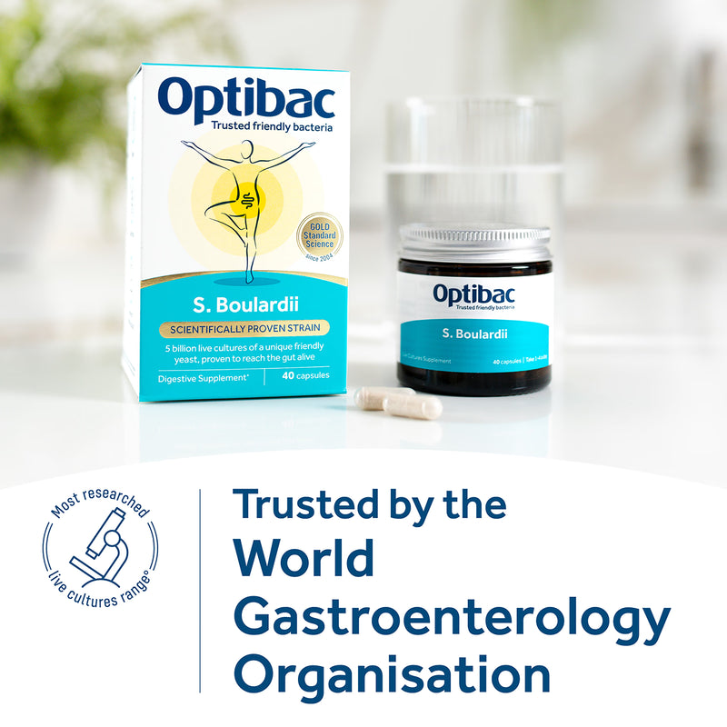 Optibac Saccharomyces Boulardii probiotic supplement 40 capsules - British product