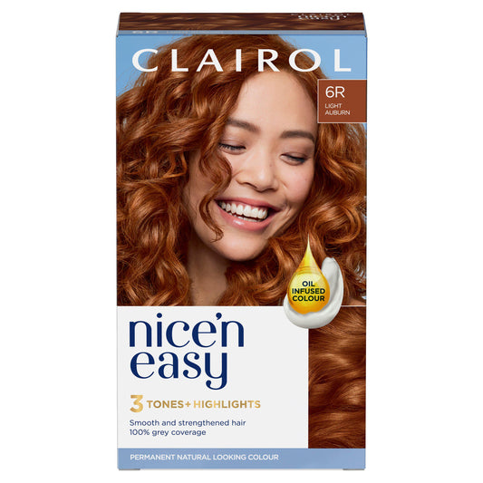 Clairol Nice'n Easy Crème Natural Looking Oil-Infused Permanent Hair Dye Light Auburn 6R Auburn Sainsburys   
