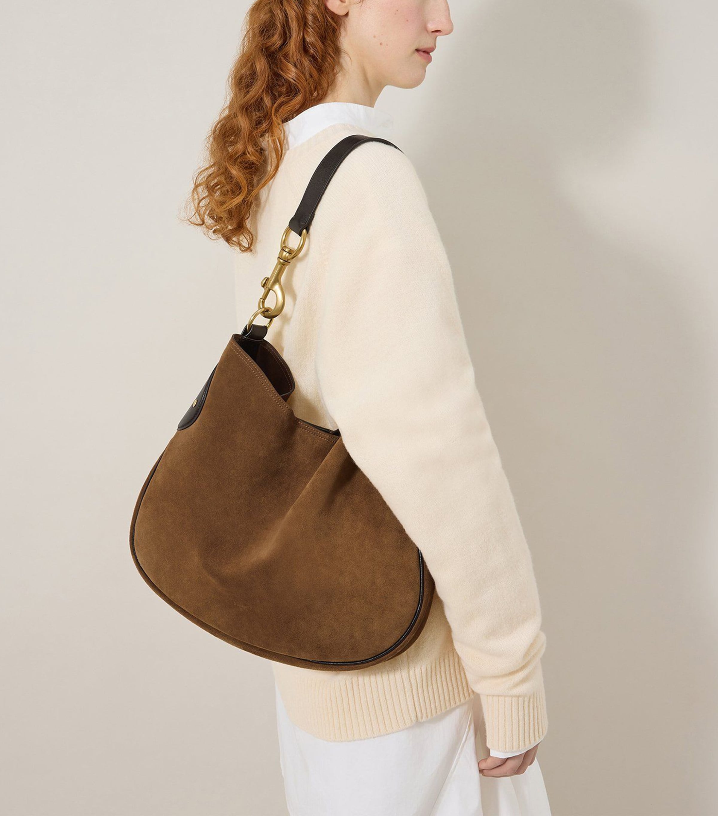 Mulberry suede Hackney shoulder bag, imported from the UK