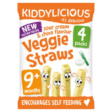 Kiddylicious Sour Cream &amp; Chive Flavoured Veggie Straws Baby Snacks 4x12g