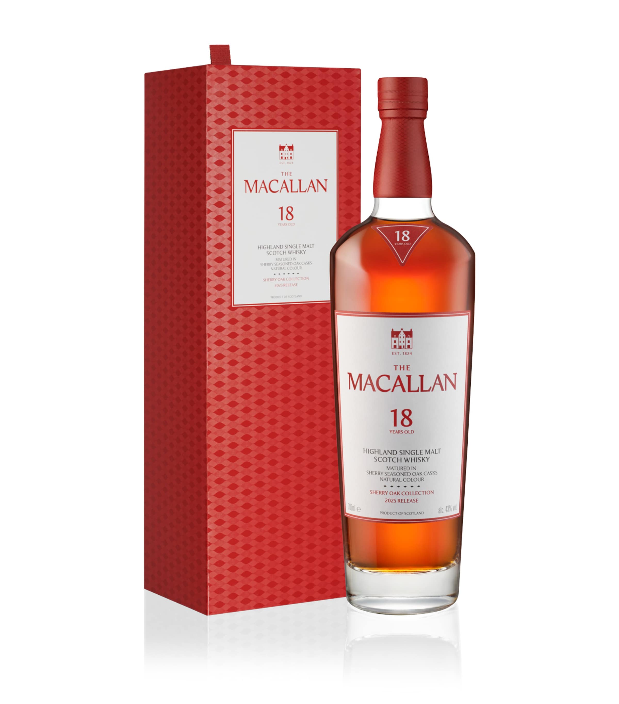 The Macallan 18-Year-Old Sherry Oak Single Malt Scotch Whisky 70cl (British brand)