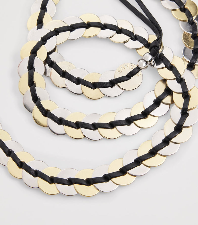 Sandro Paris leather jewellery belt with disc embellishments (British brand)