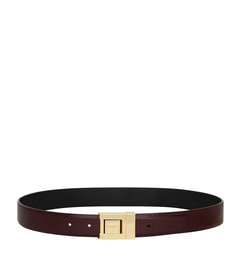 Saint Laurent calfskin logo belt 3cm width, imported from the UK