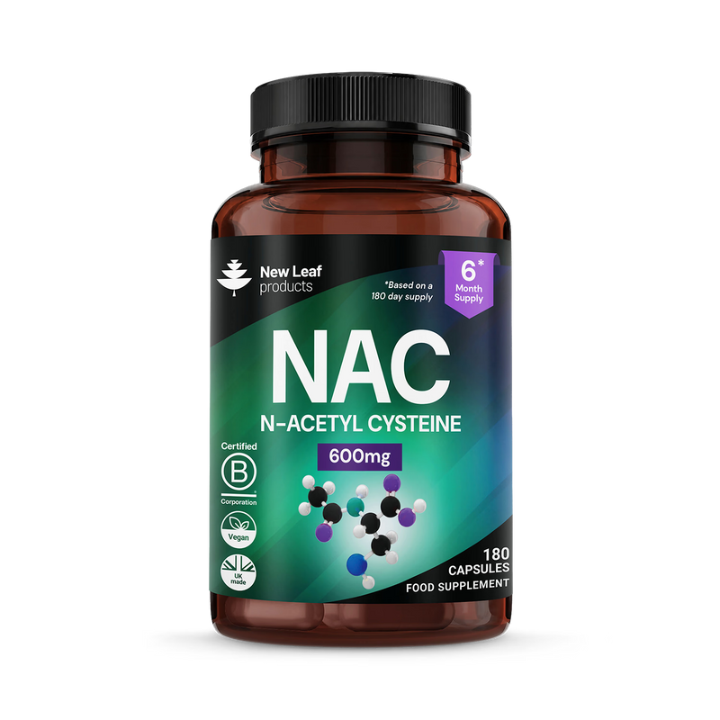 New Leaf Products NAC N-Acetyl-Cysteine capsules 600mg 180 capsules (British brand)