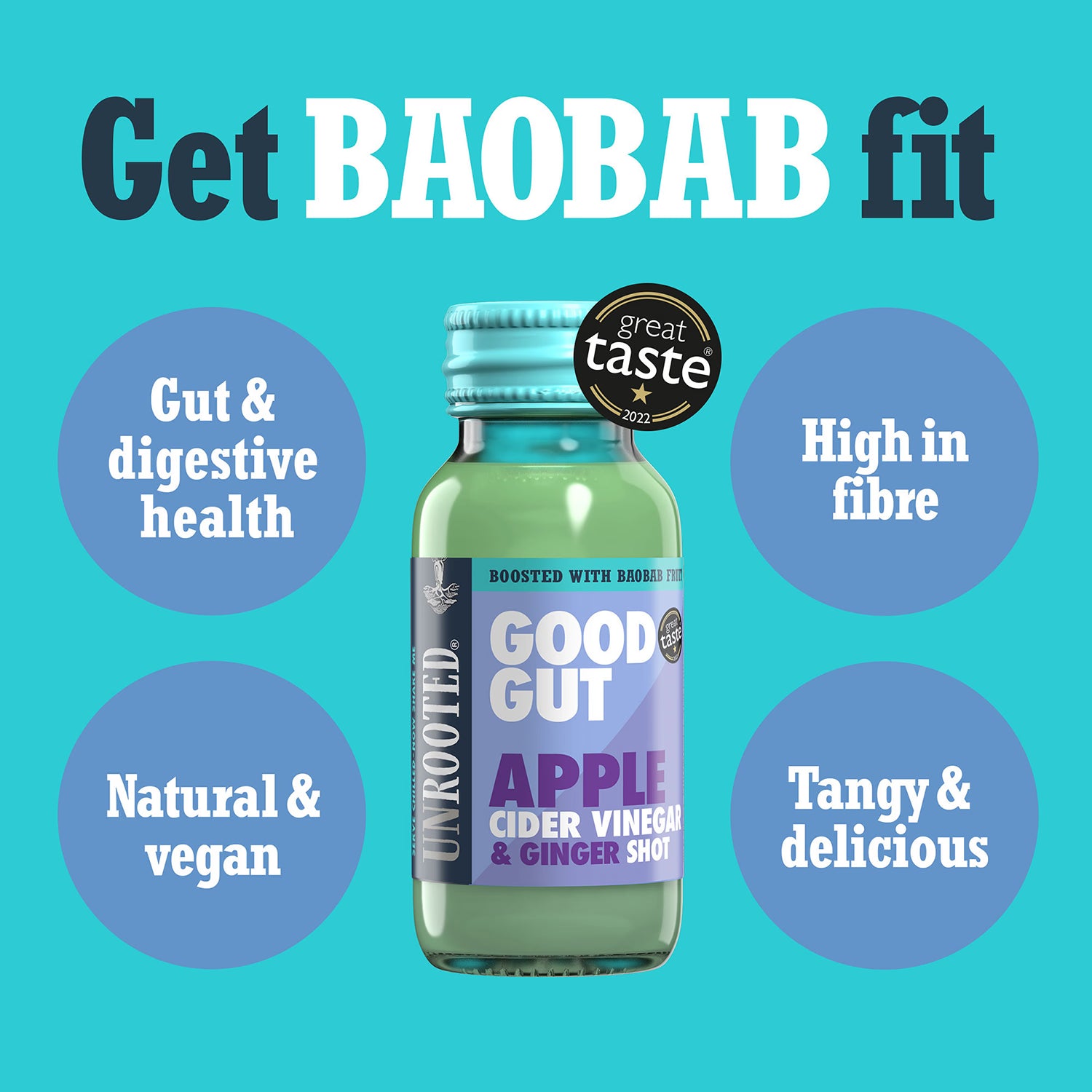 Unrooted Good Gut Apple Cider Vinegar Shot 60ml (British brand)