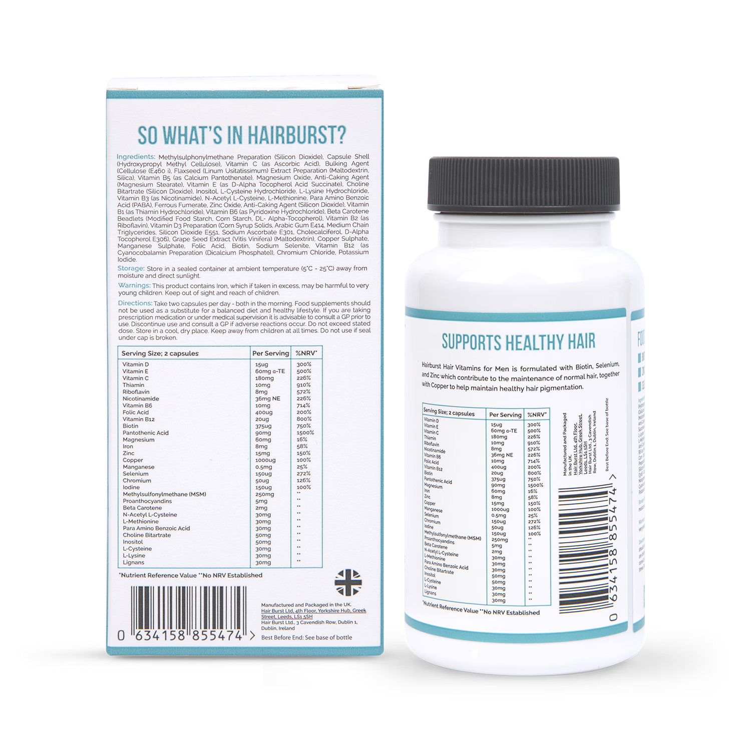 Hairburst hair vitamins for men 60 capsules, UK version