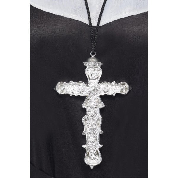 Smiffys ornate cross pendant on black cord, UK version