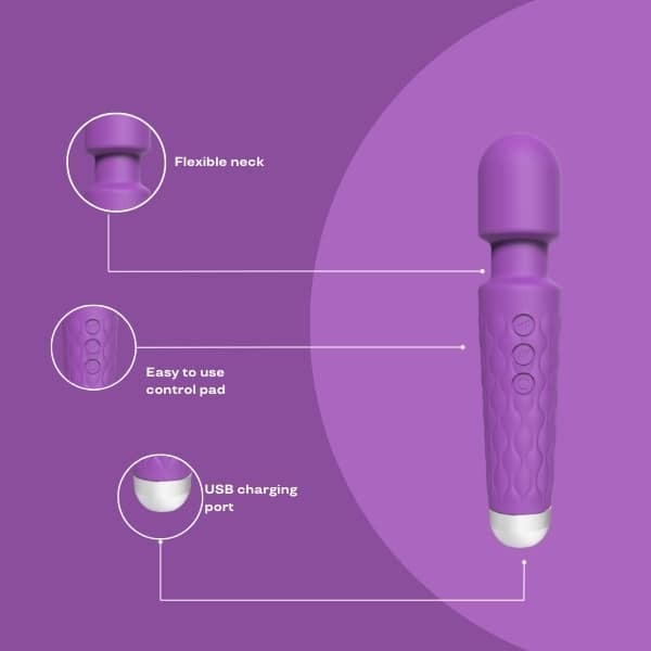 Loving Joy wand vibrator purple 8-inch - British product