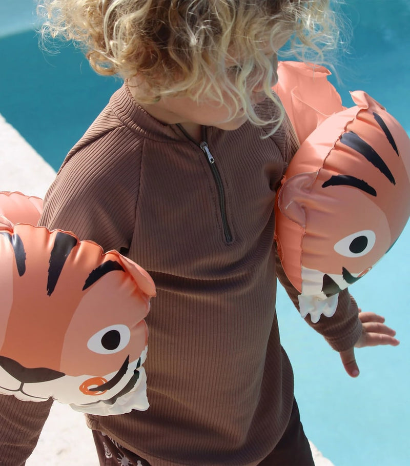 Sunnylife kids inflatable Tino the Tiger armbands, imported from the UK