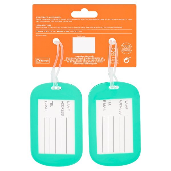 Solait Luggage Tag Set of 2 - Colours Pink Blue or Green