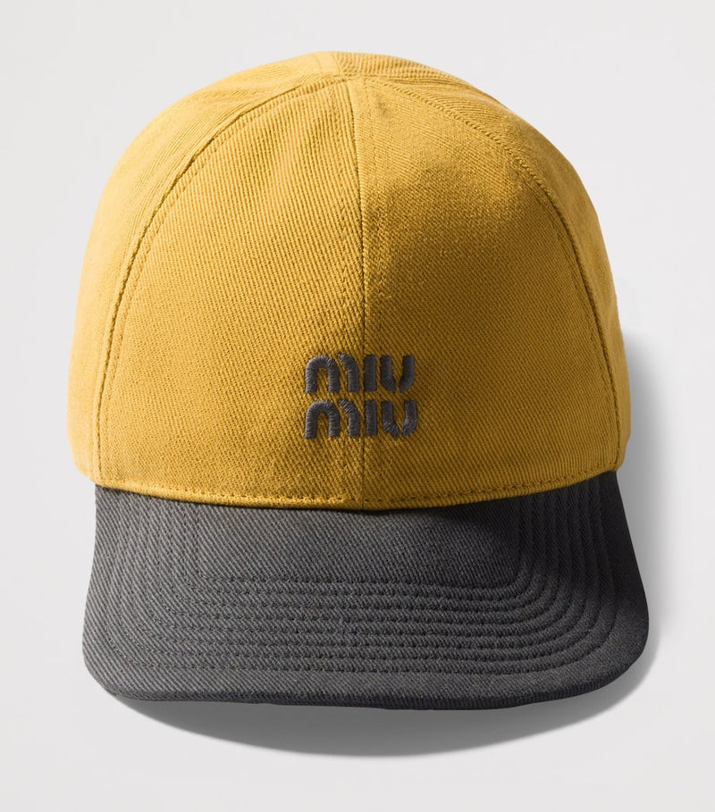 Miu Miu drill baseball cap with embroidered logo (British brand)