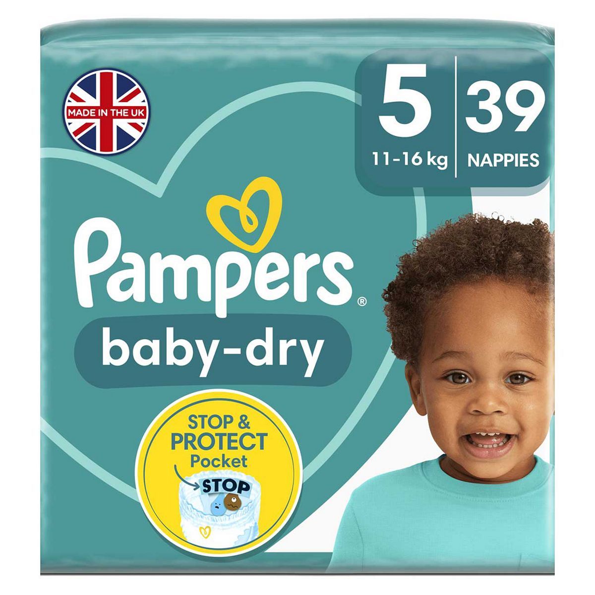 Pampers Baby-Dry Size 5, 39 Nappies, 11-16kg, Essential Pack GOODS Boots   