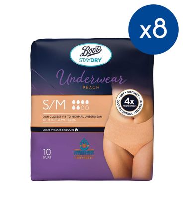 Boots Staydry Underwear Pants Small/Medium - 80 Pants (8 Pack Bundle) GOODS Boots   