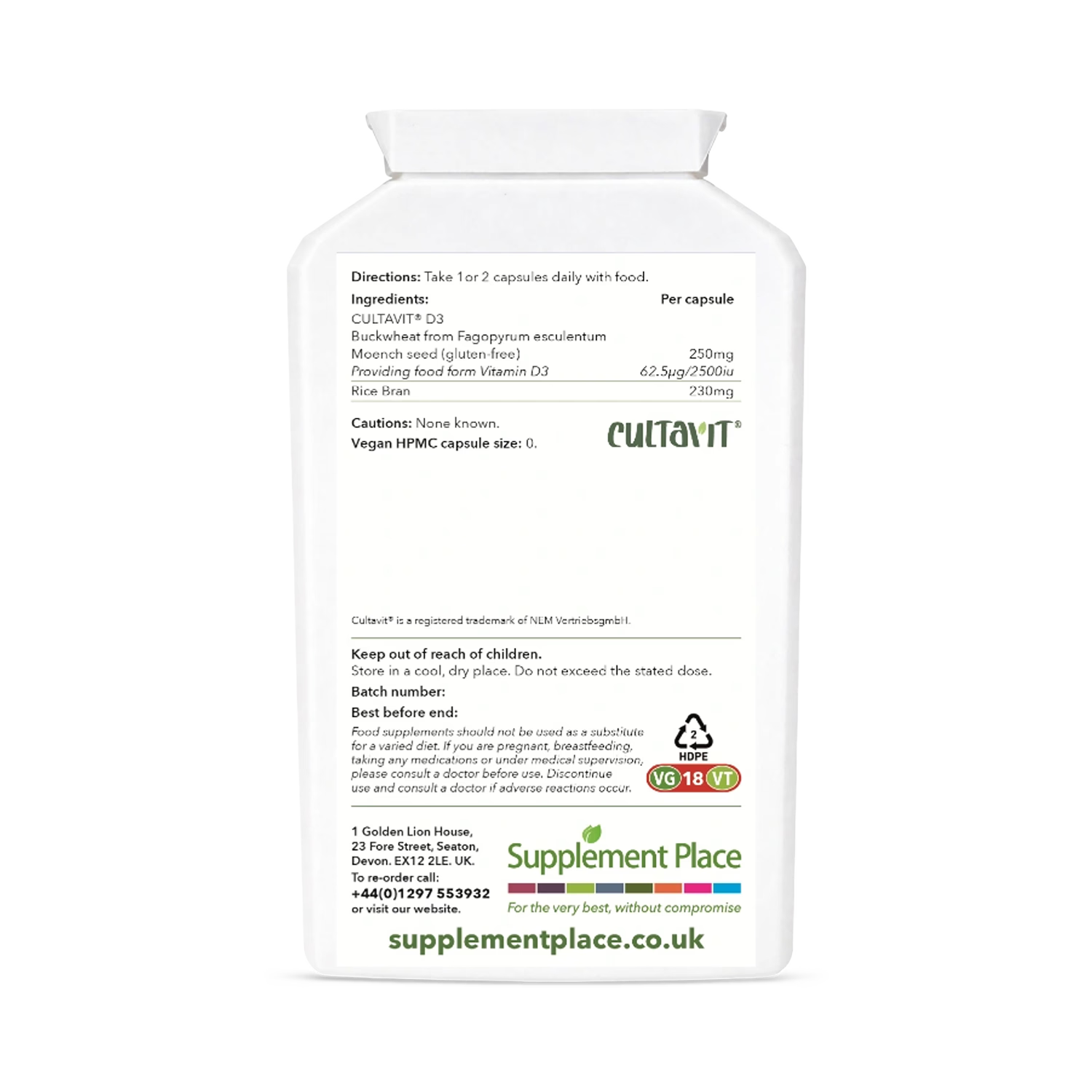 Supplement Place Wholefood Vitamin D3 2500IU 120 capsules, imported from the UK