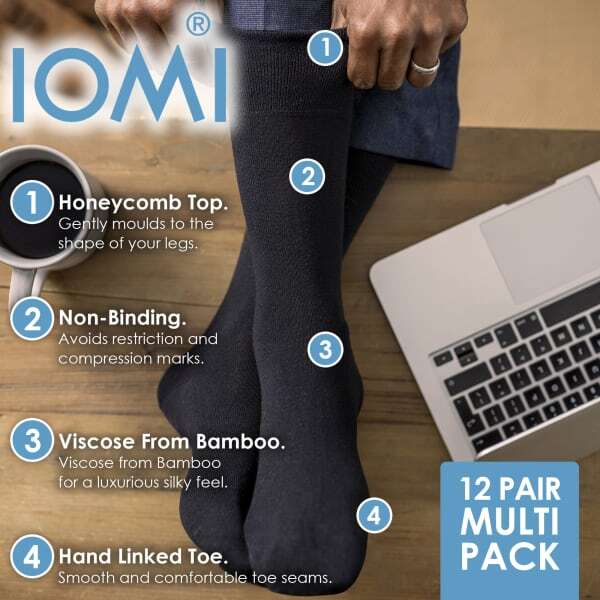 IOMI men's diabetic seamless bamboo socks 12 pack (British brand)