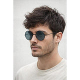 SVNX round metal sunglasses in shiny black, UK version