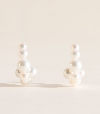 Harrods Sophie Bille Brahe Boucle Botticelli Yellow Gold and Pearl Hoop Earrings- Buy online at McGrocer