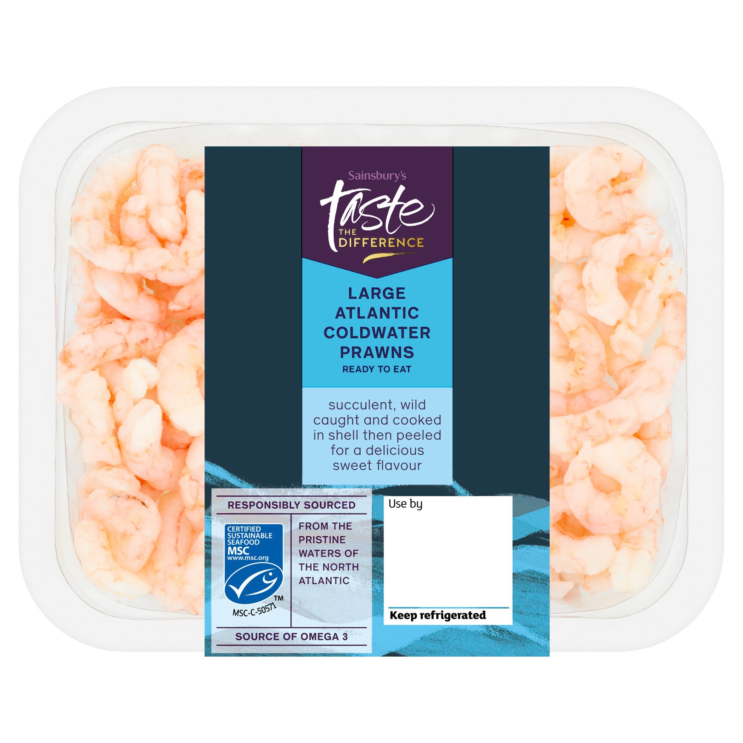 Sainsbury's Large Atlantic MSC Coldwater Prawns, Taste the Difference 150g (ready to eat) GOODS Sainsburys   