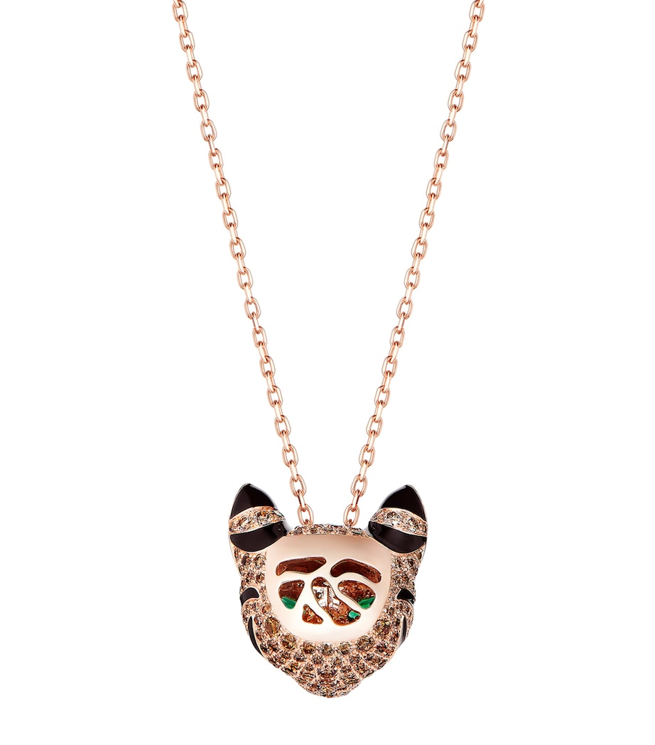 Boucheron rose gold leopard necklace with diamonds and emeralds, UK version