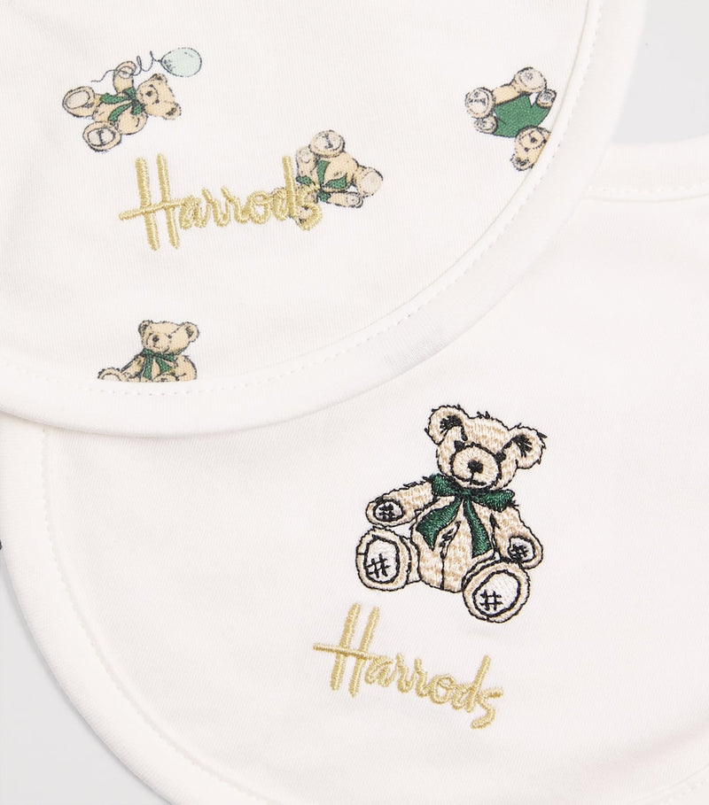 Harrods embroidered Henry bear bibs set of 2 (British brand)