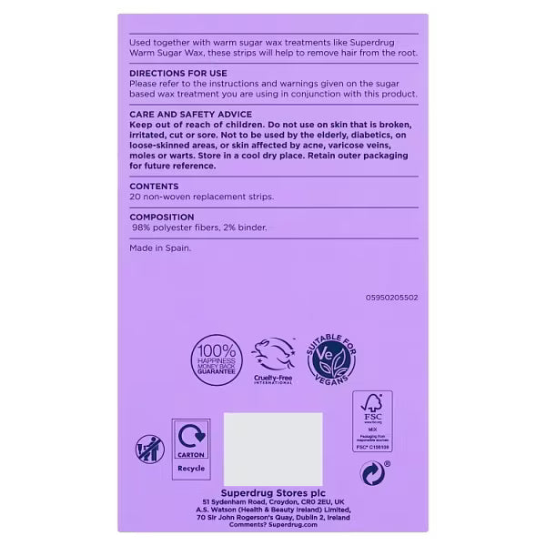 Superdrug replacement strips for warm wax x20 (British brand)