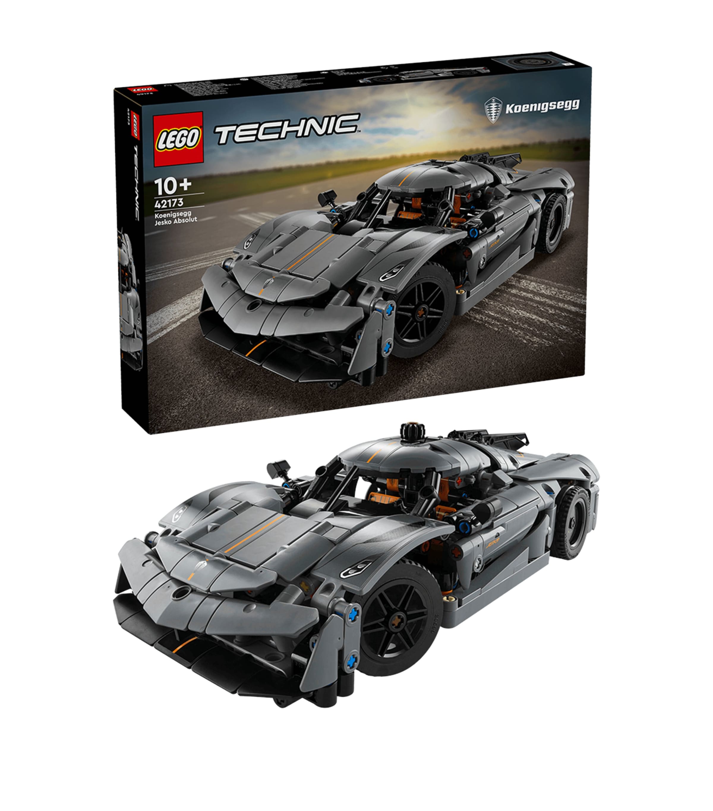 LEGO Technic Koenigsegg Jesko Absolut grey hypercar model, UK version