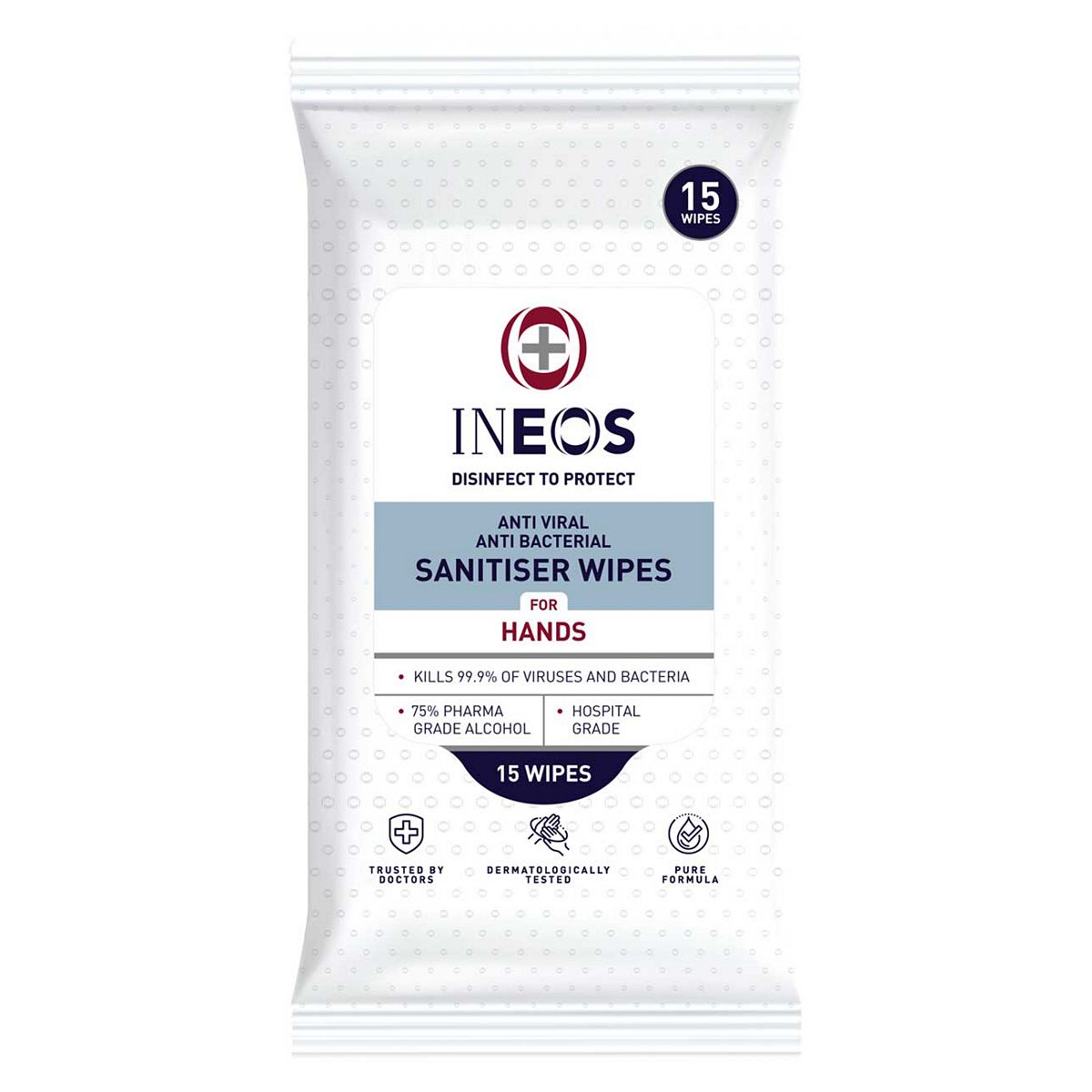 INEOS Sanitiser Wipes for hands 15 pack GOODS Boots   