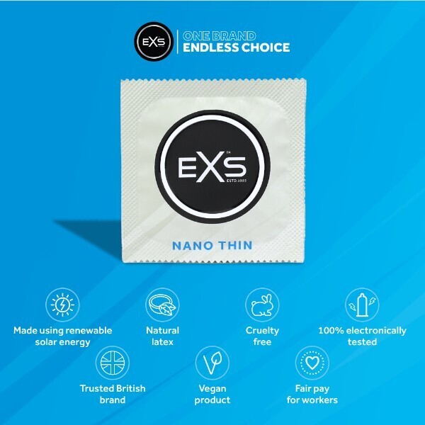 EXS Nano Thin lightweight condoms 12 pack, UK version