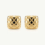 MUCHV quilted stud earrings 18k gold 1.1cm, imported from the UK