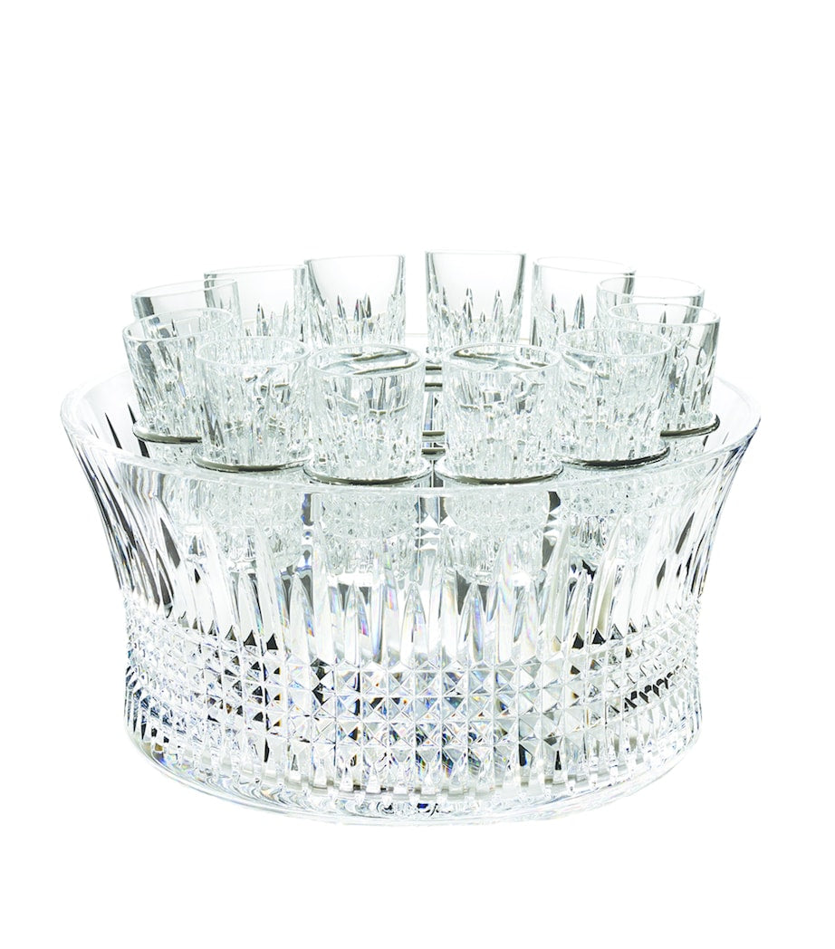 Waterford Lismore Diamond vodka chill set with large centre and 12 glasses (British brand)