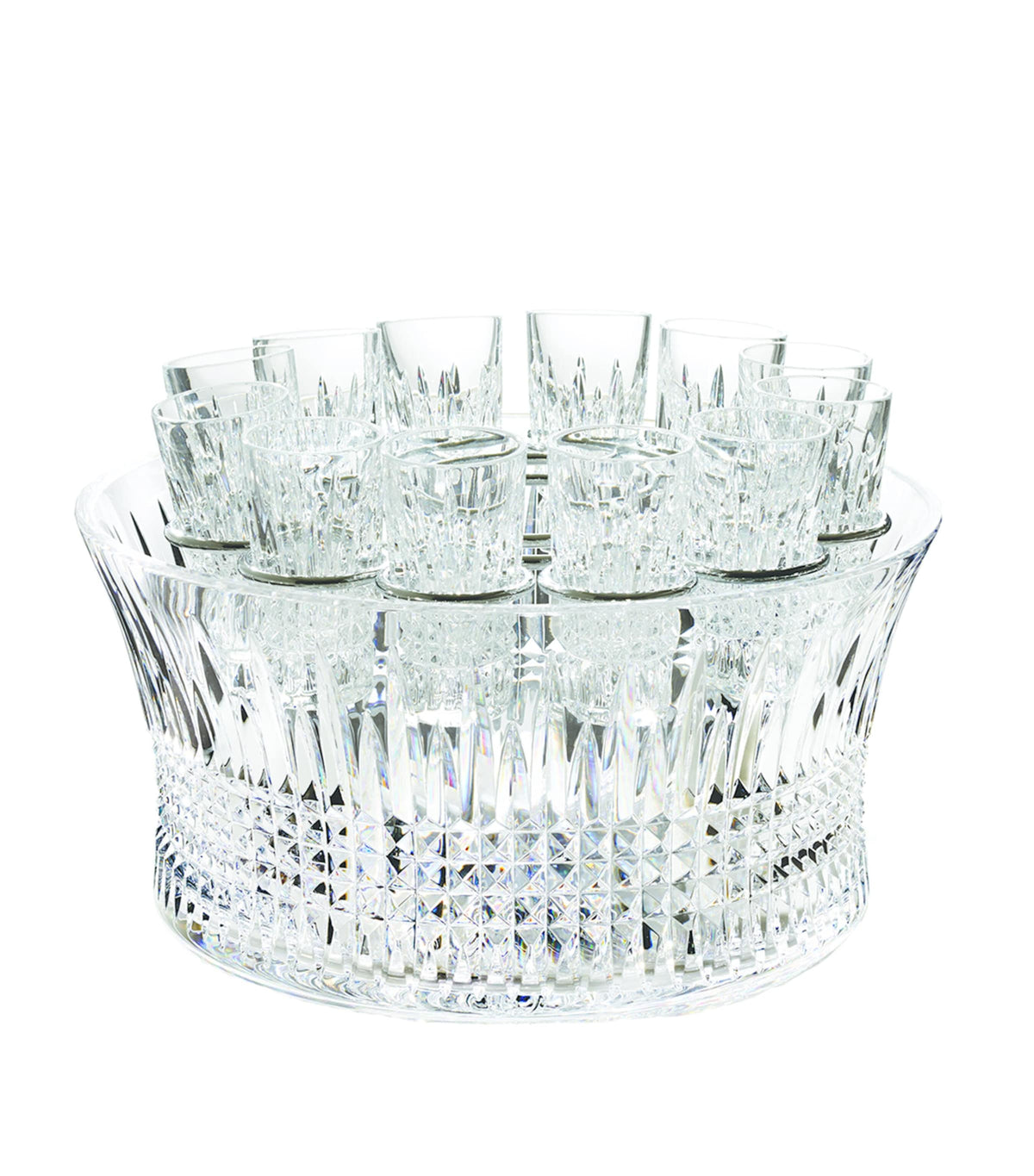 Waterford Lismore Diamond vodka chill set with large centre and 12 glasses (British brand)