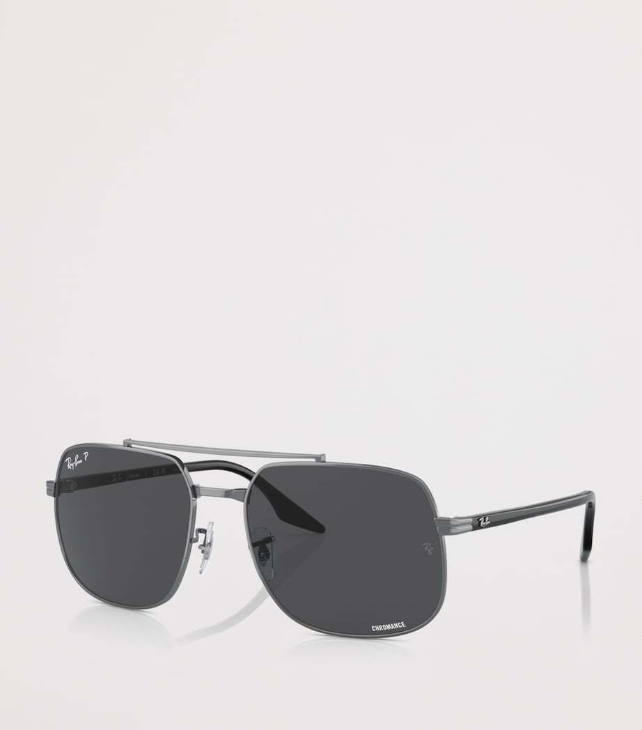 Lunettes de soleil carrées Ray-Ban Verres Polarized+ monture métallique - Produit britannique